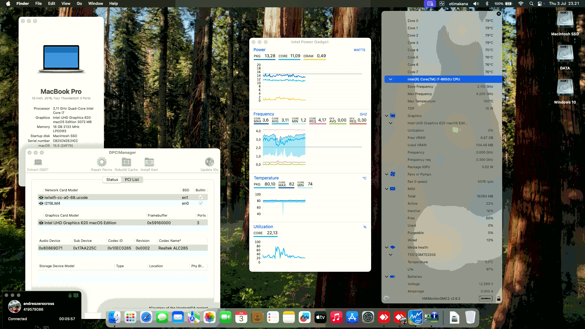 Success Hackintosh macOS Sequoia 15.5 Build 24F74 in Lenovo Thinkpad X1 Carbon 6th Gen